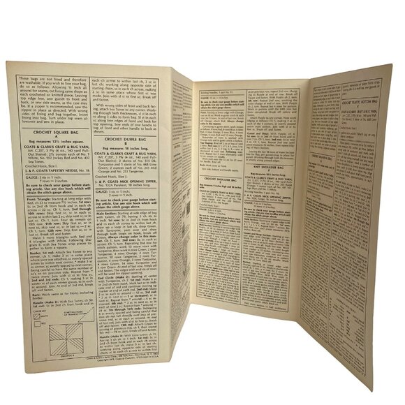 1970s Coats Clark Crochet Patterns Booklet Studio Card No7 Its In The Bag Vtg - Picture 8 of 8